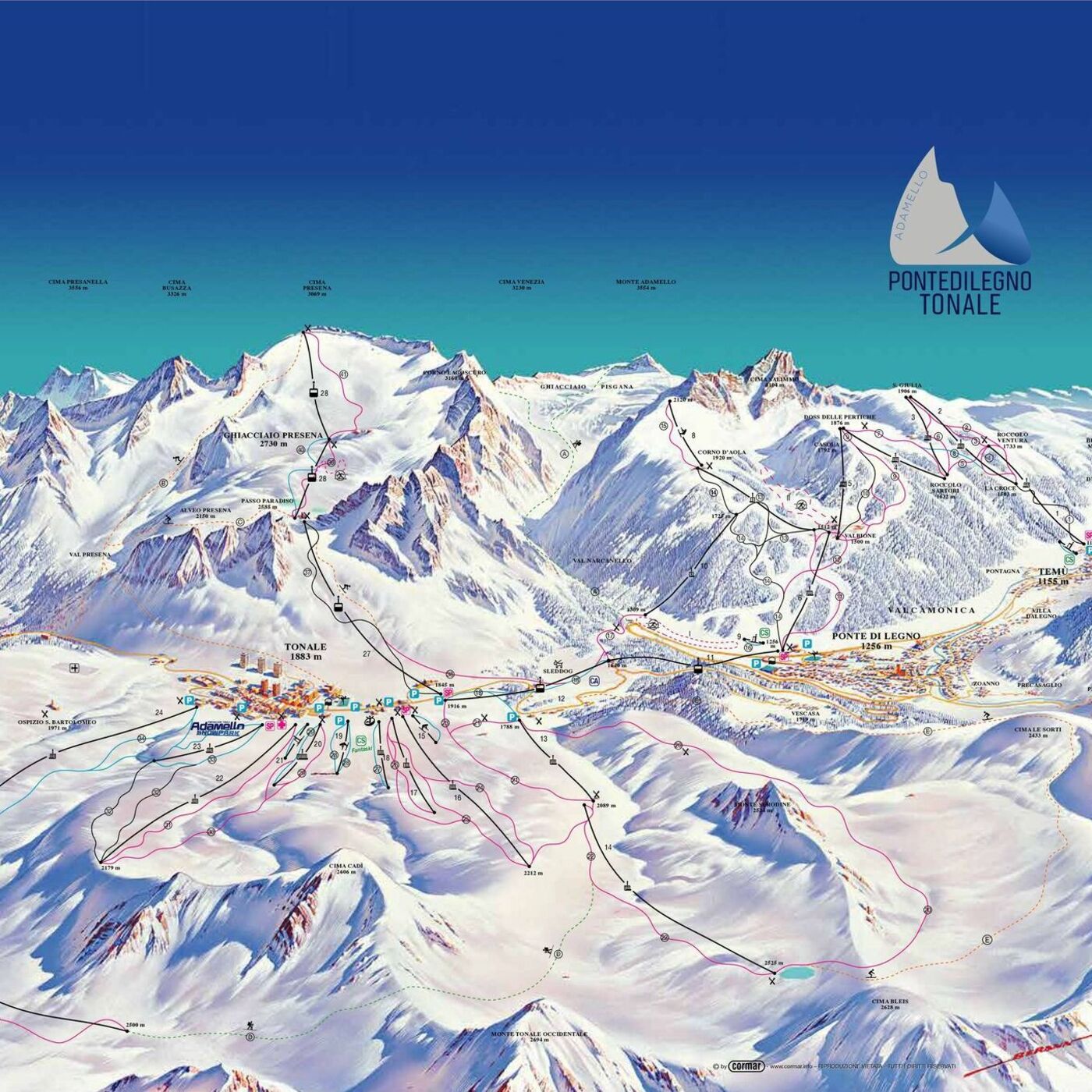Mappa Skiarea Pontedilegno Tonale